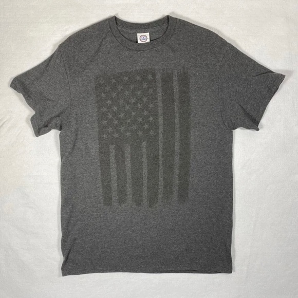 Delta Pro Weight Mens T-Shirt Sz M Gray American Flag Crew Neck Short Sleeve - Picture 7 of 7